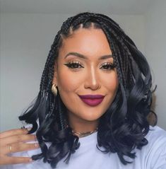 Beautiful take on a bob hairstyle this French curl box braids look French Curl Braids Hairstyles, Goddess Box Braids Crochet Hair, Box Braids With Curly Ends, Curly Braiding Hair, Braids With Curly Ends, French Curl Braids, Curl Braids, Latest Hair Braids, Goddess Box Braids