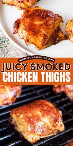 Here's the best smoker recipe! This Smoked Chicken Thigh is a tender, juicy, and delicious weeknight dinner idea. It features tender smoked chicken thighs with homemade rub and a sticky BBQ sauce finish. Make this easy dinner recipe on your pellet grill that can’t be beaten! Leftover Smoked Chicken Recipes, Leftover Smoked Chicken, Whole Smoked Chicken, Bbq Chicken Rub, Smoked Chicken Thighs, Smoked Whole Chicken