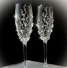 Blue Stemware, Decorated Wine Glasses, Dream Wedding Ideas Dresses