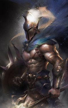 Pantheon Lol, Samurai Knight, Pantheon League Of Legends, Twelve Olympians, League Of Legends Fanart, Son Of Zeus, Greek Warrior