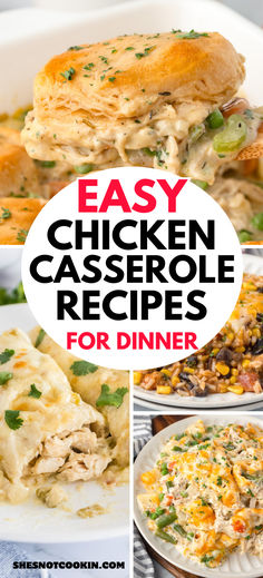 Easy chicken casserole recipes photo collage with text. Freezer Chicken Meals Casseroles, Easy Casserole With Rotisserie Chicken, Meals To Make With A Rotisserie Chicken, Boneless Skinless Chicken Breast Casserole Recipes, Quick And Easy Chicken Casserole, Rotisserie Chicken Casserole Recipes Easy Meals, Chicken Casseroles That Freeze Well, Freezer Chicken Casseroles, Chicken Casserole With Rotisserie