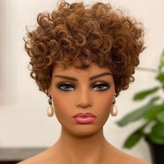 Multiple Styling Options To Fit Your Daily Mood! “Celeste” Is A Definite Head Turner. Made With Human Hair Colored And Cut And Hand Sewn To A Wig Cap. Luvme Hair Wigs Curly, Luvme Hair Wigs, Brown Pixie Cut, Short Black Wigs, Gabor Wigs, Wigs Curly, Short Wavy Bob, Hair Unit, Daily Mood