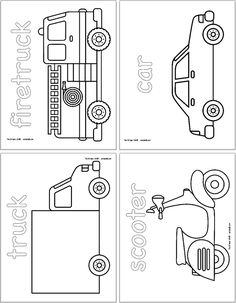 four different types of car parts in black and white