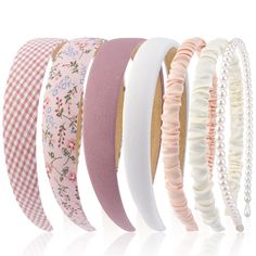 PRICES MAY VARY. MONOCHROME AESTHETIC - A headband set of 7 different style (Soild color/Knotted/Padded/Pearl) in pink series, enough to meet your daily different needs. Classic and vintage style, practicality, go with any kinds of outfits. DURABLE SOFT MATERIAL - Comfortable headbands for women and girls. Soft and smooth, lightweight, comfortable to wear for all day long, non slip, it will not pinch or cause headaches. MULTI STYLE - The head band pack included wide and thin headband for any hai Thick Short Hair, Women Headbands, Accessories Kawaii, Monochrome Aesthetic, Headbands For Girls, Designer Headbands, Wash Hair, Pink Head, Comfortable Headbands