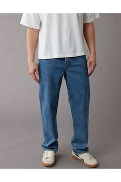 EasyFlex: The authentic denim look you want with just enough flex for all-day comfort./Comfortable and never loses its shape/Medium wash Loose Jeans, American Eagle Outfitters, American Eagle, Women's Jeans, Women Jeans