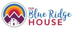 our blue ridge house logo with mountains in the background and rainbow colors on the roof