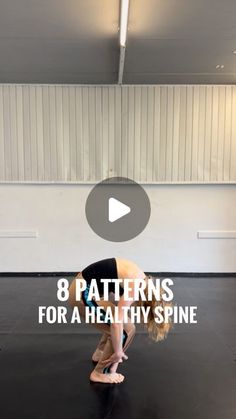 a person on a skateboard with the words 8 patterns for a healthy spine