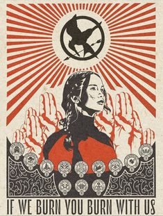 a propaganda poster with the image of a woman in red and black