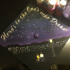 a decorated graduation cap with the words here is the one and only written on it