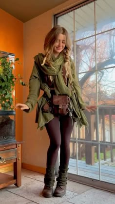 Rennaisance Outfits Winter, Autumn Fairy Aesthetic Outfits, Druid Inspired Outfit, Boho Fantasy Outfit, Fairy Hiking Outfit, Renfaire Outfit Aesthetic, Ren Faire Outfits With Pants, Ren Faire Outfits Casual, Goblin Ren Faire