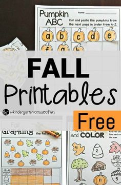 fall printables for kids to color and practice their handwriting skills with pumpkins