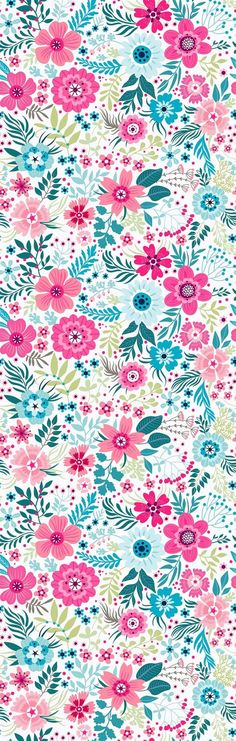 an image of a flowery pattern with blue and pink flowers on the bottom half