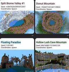 four different views of the same mountain and lake in each region, with information about their location