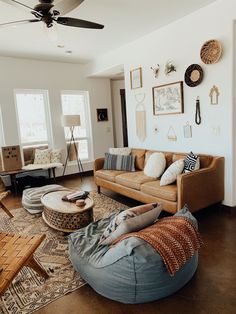 the living room is clean and ready to be used as an office or family room