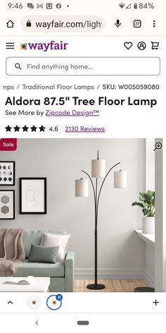 the floor lamp is on sale for $ 75