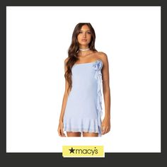 in stock Ruffle Trend, Ruffle Mini Dress, Flower Pins, Blue Dresses, Ruffles, Strapless Dress, Pick Up, In Store, Buy Online