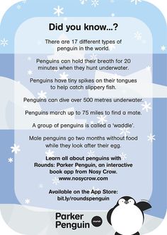 a penguin with snowflakes on it's back and the words did you know?