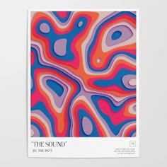 the sound poster in pink, blue and orange with an abstract design on it's back