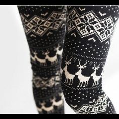 Perfect For The Winter! Never Worn And Still In Bag. Trendy Black Winter Leggings, Trendy White Fall Leggings, Christmas Tights, Sweater Tights, Winter Tights, Reindeer Sweater, Tight Sweater, Winter Leggings, Sweaters And Leggings