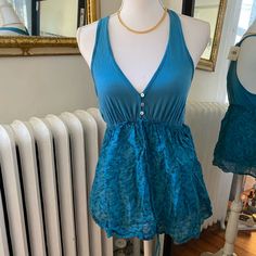 Girls Tealish Blue Tank. Jersey Top And Cotton Floral Bottom. Nwt Turquoise Cotton Beach Tops, Blue Stretch Summer Tops, Cute Blue Summer Blouse, Cute Blue Tops For The Beach, Stretch Cotton Blue Blouse, Cute Fitted Blue Blouse, Blue Stretch Cotton Blouse, Coral Shirt, Chambray Top