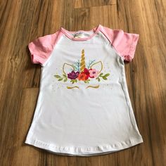 New Girls Unicorn Pink Short Sleeve T-Shirt Pink Shorts, New Girl, Kids Shirts, Pink White, Shirts Tops, Kids Shop, Tops & Tees, Pink, T Shirt