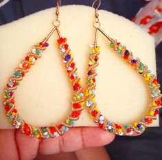 These Multicolored Teardrop Hoop Earrings Are Uniquely Designed & Will Make A Beautiful Addition To Your Earring Collection. Trendy Multicolor Handmade Teardrop Earrings, Multicolor Teardrop Hoop Earrings With Dangling Beads, Chalcedony Earrings, Abstract Earrings, Turquoise Drop Earrings, Green Chalcedony, Snowflake Earrings, Chic Earrings, Agate Earrings