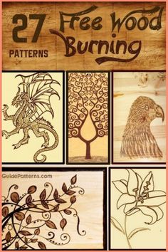 wood burning patterns with the words, 27 free wood burning patterns