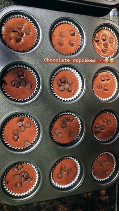 chocolate cupcakes in a muffin tin ready to be baked into the oven