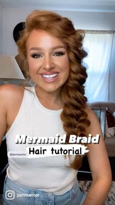 Follow me on Instagram for more: @jamisantor Mermaid Tail Hairstyle, Long Hair Side Braid Styles, Long Hairstyles Braids Tutorials, Mock Braid Hairstyles, Hawaiian Day Hairstyles, Mermaid Hairstyles For Long Hair, Super Easy Summer Hairstyles, Mermaid Updo Hairstyles, Mermaid Hair How To