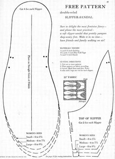 an image of a pattern for a shoe with the words, free pattern and instructions