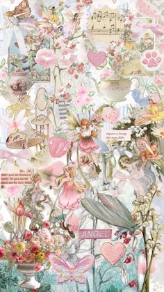 a collage of flowers and fairy images