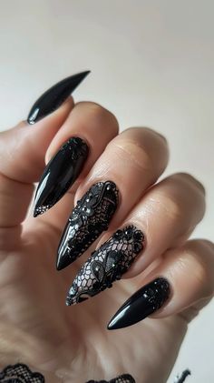 Black Acrylic Nail Designs, Silk Wrap Nails, Chic Manicure