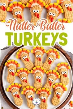 These little nutter butter turkeys are perfect for a fun Thanksgiving snack or as a treat to share at a fall gathering. Thanksgiving Turkey Cookies, Butter Turkey, Thanksgiving Snacks, Turkey Cookies, Nutter Butter Cookies, Thanksgiving Cookies, Nutter Butter, Thanksgiving Treats, Peanut Butter Filling