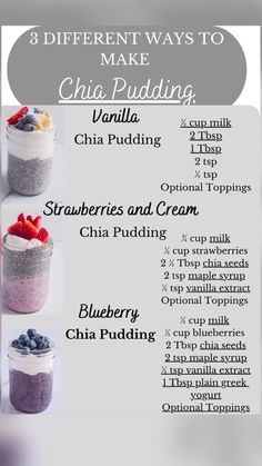 three different ways to make chia pudding