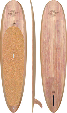 a wooden surfboard is shown with the top and bottom