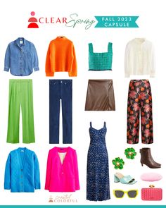 Bright Outfits Aesthetic, Colorful Capsule Wardrobe, Bright Spring Clothes, Capsules Wardrobe, Hoc Spring, Bright Winter Outfits, Fashion Upcycle, Preppy Mom