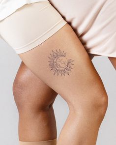 Lasts 1-2 Weeks - Skin-Safe Ingredients - 8000+ Tattoo Designs or Create Your Own Moon And Sunflower Tattoo, Sun And Flower Tattoo, Lotus Tattoo Shoulder, Mason Jar Tattoo, Aries Zodiac Tattoos, Earthy Tattoos, Mystical Tattoos, Minimal Tattoo Design, Tasteful Tattoos