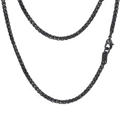 PRICES MAY VARY. ♦ Metal: solid stainless steel with black gun plated,high quality and environmentally friendly; ♦ Length of chain:18inches(46cm),width of chain:0.12inch(3mm),the chain is finished with a matching high quality lobster clasp; ♦ This wheat chain, a beautifully woven chain,adds a touch elegance to your project. It is perfect for layering necklaces,pendant necklace or just alone necklace,for birthday gift,valentines day gift,anniversary gift,father's day gift,groomsman gift etc. ♦ Th Black Chain Necklace, Ad Necklace, Chain Necklace For Men, Twisted Chain, Stainless Steel Chain Necklace, Braided Necklace, Necklaces Pendant, Layering Necklaces, Woven Chain