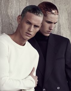 Unisex Costumes, Men's Makeup, Editorial Hair, Skin Colour, Mens Editorial, Metal Hair, Futuristic Fashion, Glitter Hair