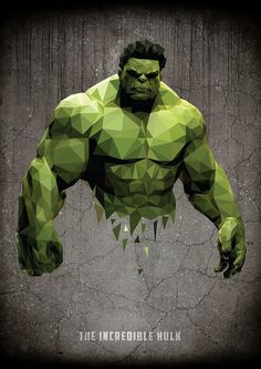 an image of the incredible hulk in low poly art style with his hands on his hips