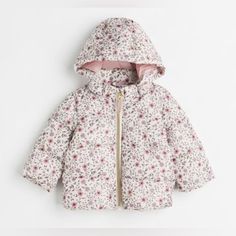 New !! H&M Kids Puffer Jacket Size : 3t ,Tts Color: Off White With Floral Print Selling Them As A Sister Set For 60 As The Set Comes With Free Shipping . Willing To Sell Them Individually 37+ Shipping & Price May Vary. Please Note : All Items On My Listing Are Also On Other Platforms. Items My Not Be Available. Will Try To Update As Soon As I Can . Description Padded Jacket In Quilted, Woven Fabric. Detachable Hood, Stand-Up Collar, And Zipper At Front With Anti-Chafe Chin Guard. Concealed Elast Cute White Outerwear For Fall, White Hooded Cotton Puffer Jacket, White Cotton Puffer Jacket For Cold Weather, Playful White Long Sleeve Outerwear, Cute Outerwear For Cold Spring Weather, H&m White Outerwear For Fall, White H&m Outerwear For Fall, H&m Pink Outerwear For Spring, H&m White Spring Outerwear