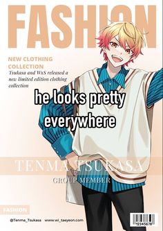 an anime character is featured on the cover of fashion magazine, he looks pretty everywhere