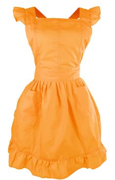 an orange dress with ruffles on the shoulders