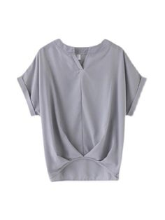 Sku CY-!162798 Material Linen , Cotton Fabric Style Loose , Plus Size , Batwing Sleeves Feature Pleated , Split-joint , Solid Color Neckline V-neck , Round-neck Occasion Casual , Office , Urban , Simple Seasons Spring , Summer , Autumn Type Blousesshirts Tops Color GRAY,GREEN,NAVY BLUE,LIGHT BLUE Size M,L,XL,2XL,3XL Please consult the size chart we provide for this item's measurements to help you decide which size to buy.Please note: There may be 1-3cm differ due to manual measurement. CMINCH Bu Summer V-neck Gray Blouse, Casual Gray V-neck Blouse, Gray Short Sleeve Blouse For Work, Gray Short Sleeve Top For Work, Gray Summer Workwear Blouse, Gray Crew Neck Top For Work, Gray V-neck Blouse For Workwear, Gray V-neck Blouse For Work, Summer Gray V-neck Blouse