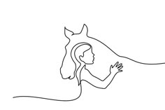 a line drawing of a woman holding her hand out