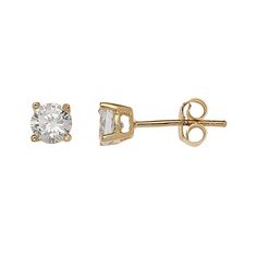 Add a glittering touch to any outfit with these 24k gold-over sterling silver cubic zirconia stud earrings. EARRING DETAILS Diameter: 4 mm Backings: post Metal: sterling silver Plating: 24k gold CUBIC ZIRCONIA DETAILS Total weight: 1/2 ct. Shape: round Setting: prong Gemstones may have been treated to enhance their appearance. Special care may be required. Size: One Size. Color: Grey. Gender: female. Age Group: adult. Nefertiti Earrings, Post Metal, Man Made Diamonds, Gold Diamond Earrings, Special Deals, Fine Earrings, Birthstone Necklace, Quality Jewelry, Jewelry Earrings Studs