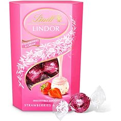 lindor strawberry milk chocolates in pink box