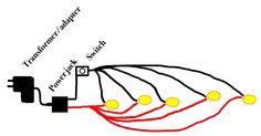 the wiring diagram for an electric vehicle with four lights and three wires attached to each other