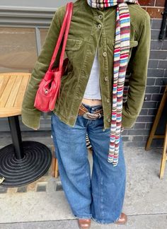 Fashion Autumn 2024, Winter 2024 Outfits, Twee Fashion Outfits, Cold Fall Outfits, Outfits With Scarf, Red And Green Outfit, Twee Style, Autumn Outfits Aesthetic, Women Winter Jacket