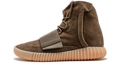 The latest adidas Yeezy Boost 750 release features a fall-friendly brown colorway.  Per usual, the upper dons a premium suede with a velcro strap.  Other noticeable design cues include a perforated vamp and a zipper on the side panel for easy accessibility.  Needless to say that details like those mentioned separate the Yeezy Boost 750 from its competition – much like any product bearing Kanye West's name.  This version makes good use of the classic gum sole, which adds a nice touch and breaks t Adidas Yeezy 750 Boost, Chocolate Shoes, Yeezy Boost 750, Yeezy 750, Gentlemen Wear, Rare Sneakers, Adidas Fashion, Adidas Yeezy Boost 350, Leather Shoes Woman